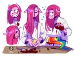  &lt;3 blood blood_on_face bodily_fluids clothing cupcakes_(mlp_fanfic) earth_pony equid equine friendship_is_magic gore hair hasbro horse knife long_hair mammal multicolored_tail my_little_pony pinkamena_(mlp) pinkie_pie_(mlp) pony rainbow_tail redxbacon straight_hair 