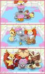  anthro bathtub blaziken blush braixen bubble_bath buneary combusken comic delphox evolutionary_family female fennekin group hi_res human lopunny male mammal mega_evolution mega_lopunny nintendo nude painterdreamer partially_submerged pok&eacute;mon pok&eacute;mon_(species) torchic video_games water 