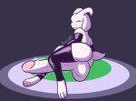  anthro asriel_dreemurr big_butt big_penis bodily_fluids butt clothing digital_media_(artwork) erection fur genital_fluids genitals girly gloves handwear hi_res huge_penis hyper hyper_genitalia hyper_penis latex latex_gloves male nokamiwd one_eye_closed pawpads penis precum simple_background solo thick_thighs undertale undertale_(series) video_games white_body white_fur wink 