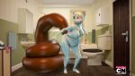  3d_(artwork) anthro blue_body blue_fur breasts cartoon_network digital_media_(artwork) domestic_cat excessive_feces feces felid feline felis female fur heckle5 hyper hyper_feces mammal mature_anthro mature_female nicole_watterson nipples scat solo the_amazing_world_of_gumball 