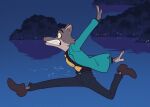  anthro canid canine canis clothing crossover dreamworks lupin_iii male mammal mr._wolf_(the_bad_guys) necktie running seaside solo spread_arms suit the_bad_guys topwear unseriousguy wolf 