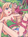  bestiality blonde_hair blush censored cum flat_chest gaping long_hair lowres monster mosaic_censoring nipples oekaki panties rape riesz seiken_densetsu seiken_densetsu_3 solo takayaki tears tentacles underwear 