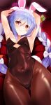  1girl animal_ear_fluff animal_ears armpits arms_up bangs bare_arms bed_sheet black_gloves blue_hair bow braid breasts brown_legwear brown_leotard bunny-shaped_pupils carrot_hair_ornament closed_mouth commentary_request covered_navel cowboy_shot eyebrows_visible_through_hair eyes_visible_through_hair food-themed_hair_ornament from_above frown fur-trimmed_gloves fur_trim gloves hair_between_eyes hair_bow hair_ornament head_tilt highleg highleg_leotard highres hololive leotard long_hair looking_at_viewer lying mizuno_kurage multicolored_hair on_back orange_eyes pantyhose playboy_bunny rabbit_ears rabbit_girl rabbit_tail shiny shiny_clothes shiny_hair shiny_skin short_eyebrows sidelocks small_breasts solo strapless strapless_leotard symbol-shaped_pupils tail thick_eyebrows thigh_gap twin_braids twintails twitter_username two-tone_hair usada_pekora virtual_youtuber white_bow white_hair 