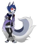  alpha_channel alternate_form alternate_species anthro aqua_(kingdom_hearts) blue_hair canid canid_demon clothing cocomoons crossover demon female fingerless_gloves fur gloves hair handwear hellhound hellhound_aqua helluva_boss hi_res humanoid kingdom_hearts loona_(helluva_boss) mammal multicolored_body multicolored_fur pentagram red_sclera solo square_enix toeless_legwear toeless_stockings video_games white_eyes wide_hips 