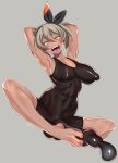  ahegao aqua_eyes armpits arms_behind_head arms_up bare_shoulders bea_(pokemon) black_footwear black_hairband black_leotard blush bow breasts cleavage collarbone commentary_request covered_abs covered_navel covered_nipples dark-skinned_female dark_skin ejaculation_under_clothes erection feet footjob full_body furrowed_brow futanari futanari_masturbation grey_background grey_hair hair_bow hairband highres huge_penis impossible_clothes large_breasts leotard masturbation minazuki_juuzou penis pokemon pokemon_(game) pokemon_swsh puffy_nipples rolling_eyes saliva saliva_trail short_hair signature simple_background teeth testicles thighs toes toned tongue tongue_out upper_teeth 