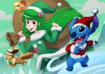  2018 4_fingers 4_toes 5_fingers alien ambiguous_gender anthro black_eyes blonde_hair blue_claws blue_nose bottomless brown_body brown_fur candy candy_cane christmas christmas_clothing christmas_headwear claws clothed clothing dessert disney dress ear_markings eevee evergreen_tree experiment_(lilo_and_stitch) facial_markings feet female feral finger_claws fingers food fur green_clothing green_dress green_hair group hair happy hat head_markings headgear headwear hi_res holidays human light262 lilo_and_stitch long_hair looking_at_viewer male_(lore) mammal markings minilemon mountain nintendo notched_ear open_mouth open_smile outside pine_tree plant pok&eacute;mon pok&eacute;mon_(species) red_hair sack santa_coat santa_hat signature smile snow stitch_(lilo_and_stitch) surfing toe_claws toes tree vannamelon video_games 