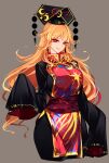  1girl blonde_hair breasts chinese_clothes crescent eyebrows_visible_through_hair hat highres junko_(touhou) large_breasts long_hair one-hour_drawing_challenge phoenix_crown pointy_ears raptor7 red_eyes solo tabard touhou very_long_hair 