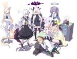  1boy 6+girls :&lt; :d ^_^ ^o^ absurdly_long_hair ahoge angry animal_ears arm_support armband arrow_(symbol) azusa_(blue_archive) bangs belt black_coat black_footwear black_gloves black_hair black_legwear black_skirt blonde_hair blue_archive blush blush_stickers boots bow brown_hair business_suit cat_ears cat_girl cat_tail closed_eyes coat coat_on_shoulders collared_shirt commentary_request crossed_arms demon_girl demon_horns demon_wings detached_sleeves dogeza eyebrows_visible_through_hair faceless faceless_female fake_animal_ears feathered_wings flower forehead formal fox_ears fox_girl frilled_skirt frills fur-trimmed_coat fur_trim gloves grey_eyes hair_bow hair_bun hair_flower hair_ornament hair_ribbon hair_scrunchie hairband hairclip halo hand_on_hip hands_on_hips headphones heart heart_tail high_heels highres hina_(blue_archive) horns jacket knee_boots leaf leaf_on_head light_brown_hair long_hair long_sleeves low-tied_long_hair lying_on_person mary_janes midori_(blue_archive) mika_(blue_archive) military military_uniform miyu_(blue_archive) multiple_girls necktie nonomi_(blue_archive) off_shoulder one_side_up pantyhose parted_bangs peeking_out pencil_skirt pink_hair plaid plaid_skirt pleated_skirt ponytail purple_eyes purple_hair purple_legwear rabbit_ears recycle_bin red_eyes ribbon school_uniform scrunchie seia_(blue_archive) seiza sensei_(blue_archive) serafuku shaded_face shadow shirt shoes short_hair short_sleeves side_bun sidelocks simple_background sitting skirt sleeves_past_wrists smile socks squatting standing suit tail tail_bow tail_ornament tail_ribbon thighhighs thighs tonomiya68 tress_ribbon two_side_up uniform very_long_hair white_background white_coat white_footwear white_hair white_legwear white_wings wide_sleeves wings yuuka_(blue_archive) zettai_ryouiki 