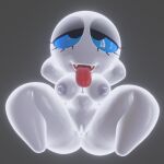  3d_(artwork) areola bedroom_eyes big_breasts black_eyes blue_sclera boo_(mario) breasts digital_media_(artwork) female genitals grey_nipples humanoid looking_at_viewer mario_bros narrowed_eyes nintendo nipples nude open_mouth pussy seductive solo thick_thighs video_games white_body wyerframez 