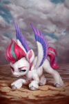  assasinmonkey cloven_hooves dark_clouds equid equine female feral hair hasbro hooves landing lidded_eyes mammal mlp_g5 multicolored_hair multicolored_wings my_little_pony my_little_pony:_a_new_generation pegasus sky solo wings zipp_storm_(mlp) 