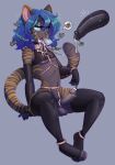  &lt;3 &lt;3_eyes ankle_cuffs anthro armwear black_body black_fur blue_eyeshadow blue_hair bodily_fluids clothing collar crop_top cuff_(restraint) cuffs_(clothing) cum cum_drip cum_in_mouth cum_inside cum_on_chest cum_on_collar cum_on_face cum_on_tongue cum_string disembodied_penis dripping erection eyeshadow felid feline foreskin fur fur_markings genital_fluids genitals girly grey_background hair harness hi_res kazy_(kaze87) legwear long_hair makeup male male/male mama_goomba mammal markings moan orange_stripes penis penis_harness pink_collar pink_harness restraints shirt simple_background sitting solo stockings striped_markings stripes text thigh_highs tongue topwear wrist_cuffs 