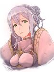  1girl armor bangs breastplate closed_mouth effie_(fire_emblem) fire_emblem fire_emblem_fates green_eyes hair_bun highres looking_at_viewer pocari66 solo upper_body 