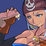  artist_request blue_dragon breasts chen_jun-zou cleavage cum cum_in_nose gloves large_breasts lowres oekaki penis solo 