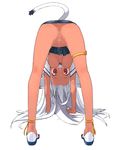  animal_ears anus bent_over breasts cat_ears cat_tail cum dark_skin handstand hanging_breasts kokage-san kusaka_kokage long_hair medium_breasts nipples original presenting red_eyes solo tail top-down_bottom-up underboob upskirt white_hair 