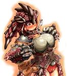  blush breasts buruma cum ibukichi large_breasts monster_hunter rathalos_(armor) solo 