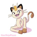  female genitals looking_at_viewer meowth nintendo nude open_mouth pok&eacute;mon pok&eacute;mon_(species) pussy solo starshippizza video_games 