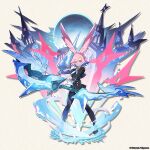  aqua_eyes bow_(weapon) braid dragalia_lost full_body gem gloves head_wings holding holding_bow_(weapon) holding_polearm holding_weapon long_sleeves looking_at_viewer moon neckerchief official_art pink_hair pinon_(dragalia_lost) polearm short_hair standing weapon white_gloves white_neckerchief 