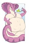  &lt;3 absurd_res anthro apode areola belly big_belly big_breasts bodily_fluids breasts draconcopode drooling forked_tongue hand_on_stomach hi_res huge_breasts inverted_nipples legless long_neck long_tongue naga navel necrodrone nipples reptile saliva saliva_string scalie serpentine snake snake_hood solo tongue vore yesenia_(character) 