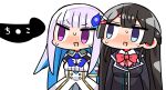  1boy 2girls :d black_hair blank_censor blue_eyes blue_hair blush censored eyebrows_visible_through_hair kanikama lize_helesta multicolored_hair multiple_girls nijisanji penis purple_eyes school_uniform smile sweat translation_request tsukino_mito virtual_youtuber 