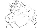  2022 anthro belly big_belly blush erection felid genitals hi_res humanoid_hands hysk kemono male mammal moobs navel overweight overweight_male penis simple_background sketch solo 