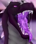  absurd_res black_body black_scales bodily_fluids digital_media_(artwork) drafo_(drafothedragon) dragon fangs feral hi_res horn male mouth_shot open_mouth oral_vore purple_tongue saliva saliva_on_tongue saliva_string scales scalie simple_background soldtilidie solo teeth tongue vore western_dragon white_body white_scales 