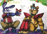  absurd_res animatronic anthro belly christmas clothed clothing duo five_nights_at_freddy&#039;s five_nights_at_freddy&#039;s:_security_breach furrllow gift glamrock_bonnie_(fnaf) glamrock_freddy_(fnaf) happy hi_res holidays lagomorph leporid machine male mammal rabbit robot scottgames slightly_chubby smile ursid video_games 