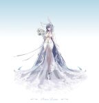  absurdres animal_ears azur_lane bare_shoulders blue_eyes blue_hair bouquet breasts bridal_veil cleavage collarbone concept_art dress elbow_gloves fake_animal_ears flower gloves hair_ornament high_heels highres holding holding_bouquet large_breasts long_hair looking_at_viewer navel new_jersey_(azur_lane) one_eye_closed rabbit_ears see-through smile standing star_(symbol) star_hair_ornament veil very_long_hair wedding_dress white_dress white_gloves yyy_(zelda10010) 