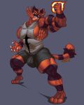  5_fingers absurd_res anthro armpit_hair body_hair bulge claws felid feline fingers flexing flexing_bicep guccigarf hi_res incineroar male mammal muscular nintendo open_mouth pecs pok&eacute;mon pok&eacute;mon_(species) sharp_claws sharp_teeth solo teeth tongue tongue_out video_games 