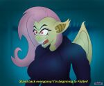  anthro bat_pony equid equine female flutterbat_(mlp) fluttershy_(mlp) friendship_is_magic hasbro hi_res hybrid i&#039;m_beginning_to_morb it&#039;s_morbin_time mammal my_little_pony pdude pegasus vampire wings 