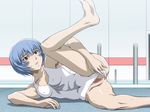  alternate_costume anus armpits ayanami_rei bangs barefoot blue_hair blush breasts casual_one-piece_swimsuit censored covered_navel covered_nipples embarrassed fey_(unknown_artist) hair_between_eyes indoors leg_up looking_at_viewer mosaic_censoring neon_genesis_evangelion nose_blush on_floor one-piece_swimsuit pale_skin parted_lips presenting pubic_hair pussy raised_eyebrows red_eyes shadow short_hair small_breasts soles solo spread_legs sweat swimsuit swimsuit_aside white_swimsuit 
