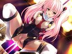  bdsm blush bondage bound censored choukou_sennin_haruka dutch_angle flat_chest game_cg masturbation mosaic_censoring nipples no_panties onigirikun open_clothes open_mouth open_shirt pink_hair pussy remote_control_vibrator shihoudou_narika shirt solo spread_legs squatting thighhighs torn_clothes twintails vibrator white_legwear yellow_eyes 