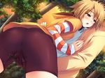  ass bike_shorts brown_eyes brown_hair double_teacher_life fingering game_cg hand_in_panties jpeg_artifacts panties sasazuka_miyako short_hair tomose_shunsaku underwear wet wet_clothes wet_panties 