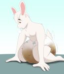  absurd_res all_fours anthro bodily_fluids diaper extremius_amphibious feces fur genital_fluids hi_res humping_diaper kneeling lagomorph leporid male mammal messing messy_diaper rabbit soiling solo tagme urine wet_diaper wetting white_body white_fur 