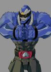  1boy abs avataro_sentai_donbrothers black_pants blue_fur clenched_hands gorilla highres ichitaka_(1015ichitaka) muscular muscular_male own_hands_together pants sarubrother stylistic sunglasses super_sentai 