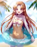  1girl artist_request beach breasts happy highres lifebuoy long_hair mermaid_melody_pichi_pichi_pitch navel non-web_source ocean orange_hair seira_(mermaid_melody_pichi_pichi_pitch) small_breasts smile standing swimsuit younger 