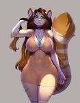  anthro breasts clothing doomthewolf dress felid female hair heterochromia hi_res machairodontine mammal solo 