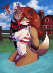  anthro barn bikini canid canine clothing female fox hi_res mammal radvengence solo swimwear 