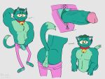  4:3 animal_humanoid anthro anus bell bell_collar bottomwear bottomwear_down bulge cartoon_network cat_humanoid clothed clothing collar domestic_cat erection felid felid_humanoid feline feline_humanoid felis flexing fur green_body green_fur humanoid lewd_latte male mammal mammal_humanoid ok_k.o.!_let&#039;s_be_heroes okko open_bottomwear open_clothing open_pants pants pants_down partially_clothed pose purring radicles raised_tail sketch_page solo underwear 