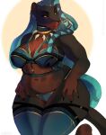  2022 absurd_res amber_eyes anthro breasts clothed clothing curvy_figure digital_media_(artwork) ear_piercing ear_ring felid feline female hi_res looking_at_viewer mammal pantherine piercing simple_background slightly_chubby solo vexstacy voluptuous whiskers wide_hips 