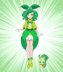 1girl breasts gloves green_eyes green_footwear green_hair green_shirt green_skirt green_theme hapuriainen long_hair precure shirt skirt small_breasts white_gloves 