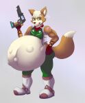  abdominal_bulge after_vore anthro belly big_belly canid canine eggo21 fox fox_mccloud green_eyes hi_res licking licking_lips male mammal navel nintendo outie_navel same_size_vore star_fox tongue tongue_out video_games vore 