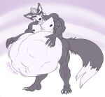  abdominal_bulge anthro belly big_belly canid canine canis eggo21 eye_scar facial_scar fur grey_body grey_fur hand_on_stomach licking licking_lips male mammal muscular muscular_male nintendo rumbling_stomach same_size_vore scar star_fox tongue tongue_out video_games vore white_body white_fur wolf wolf_o&#039;donnell 