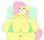  anthro anthrofied arizonathevixen big_breasts bikini bikini_pull blue_eyes breast_squish breasts clothing clothing_pull equid equine female fluttershy_(mlp) friendship_is_magic hair hasbro hi_res horse huge_breasts huge_hips huge_thighs hyper hyper_breasts looking_at_viewer mammal my_little_pony open_mouth pink_hair pony solo squish swimwear swimwear_pull thick_thighs wide_hips 