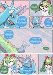 anthro claws comic dialogue duo english_text fangs finger_claws grass grimart humanoid kirlia male mammal muscular nidoking nintendo outside plant pok&eacute;mon pok&eacute;mon_(species) shaded shiny_pok&eacute;mon smile speech_bubble text tini_(grimart) video_games white_body 