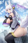  1girl ass breasts giant giantess highres huge_ass large_breasts long_hair original sinensian solo tail thighhighs 