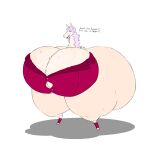  1:1 alpaca anthro big_breasts big_butt breast_expansion breasts butt camelid clothing dialogue english_text expansion female fur hair hi_res huge_breasts huge_butt huge_thighs hyper hyper_breasts hyper_butt hyper_hips hyper_thighs mammal min pink_hair solo stylepaca_(triprat) tan_body tan_fur text thick_thighs 