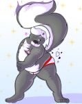  anthro clothing father hi_res inflatingskunk male mammal mature_male mephitid overweight parent skunk solo underwear 