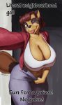  anthro big_breasts bottomwear breasts brown_body brown_fur brown_hair canid canine cleavage clothed clothing clothing_pull english_text female fur green_eyes hair hi_res huge_breasts jacket jindragowolf looking_at_viewer mammal markings midriff one_eye_closed open_clothing open_jacket open_topwear pants raccoon_dog rei_(jindragowolf) ring_(marking) ringtail selfie shirt short_hair solo tail_markings tank_top tanuki text tongue tongue_out topwear watermark wink 