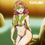  1girl absurdres ass bath breasts cool-guy gradient_hair green_eyes green_hair highres kanroji_mitsuri kimetsu_no_yaiba large_breasts long_hair looking_at_viewer mole mole_under_eye mouth multicolored_hair open_mouth parted_lips pink_hair self_upload smile solo 