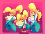  activision anthro big_breasts blonde_hair breasts cleavage clothed clothing coco_bandicoot crash_bandicoot_(series) female hair hi_res huge_breasts jdwalkrat lipstick makeup overalls solo video_games 